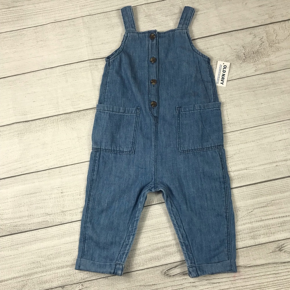 Old Navy Light Weight Long Denim Coveralls Sz 12-18 Mos